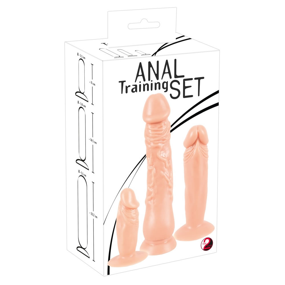 Anal Training sæt med 3 Sugekop Dildoer Hudfarve - Billede 2