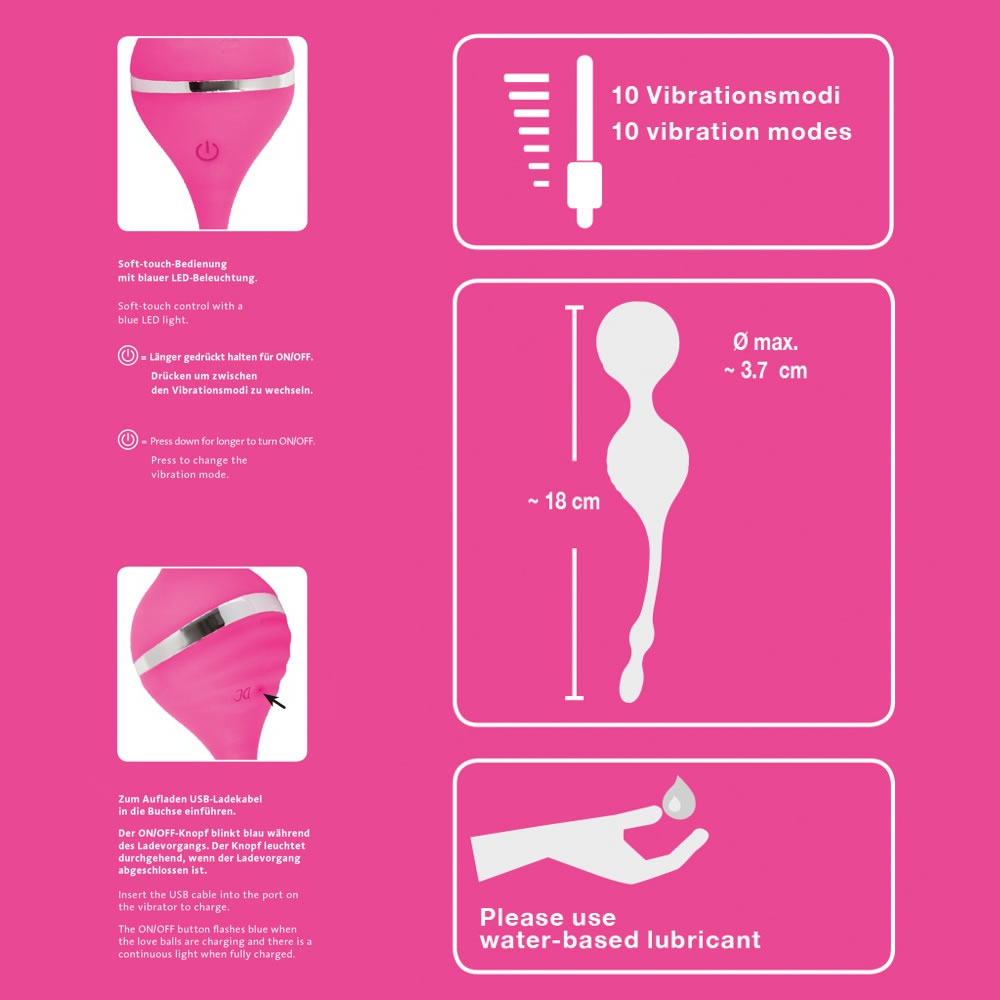 Sweet Smile Bækkenbundskugler med Vibrator Pink - Billede 7