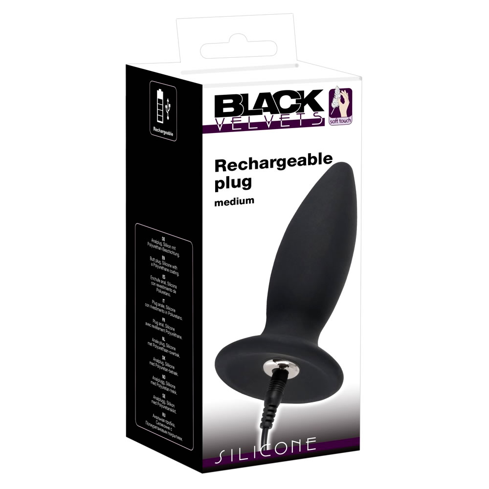 Black Velvets Genopladelig Silikone Anal Plug med Vibrator - Billede 6