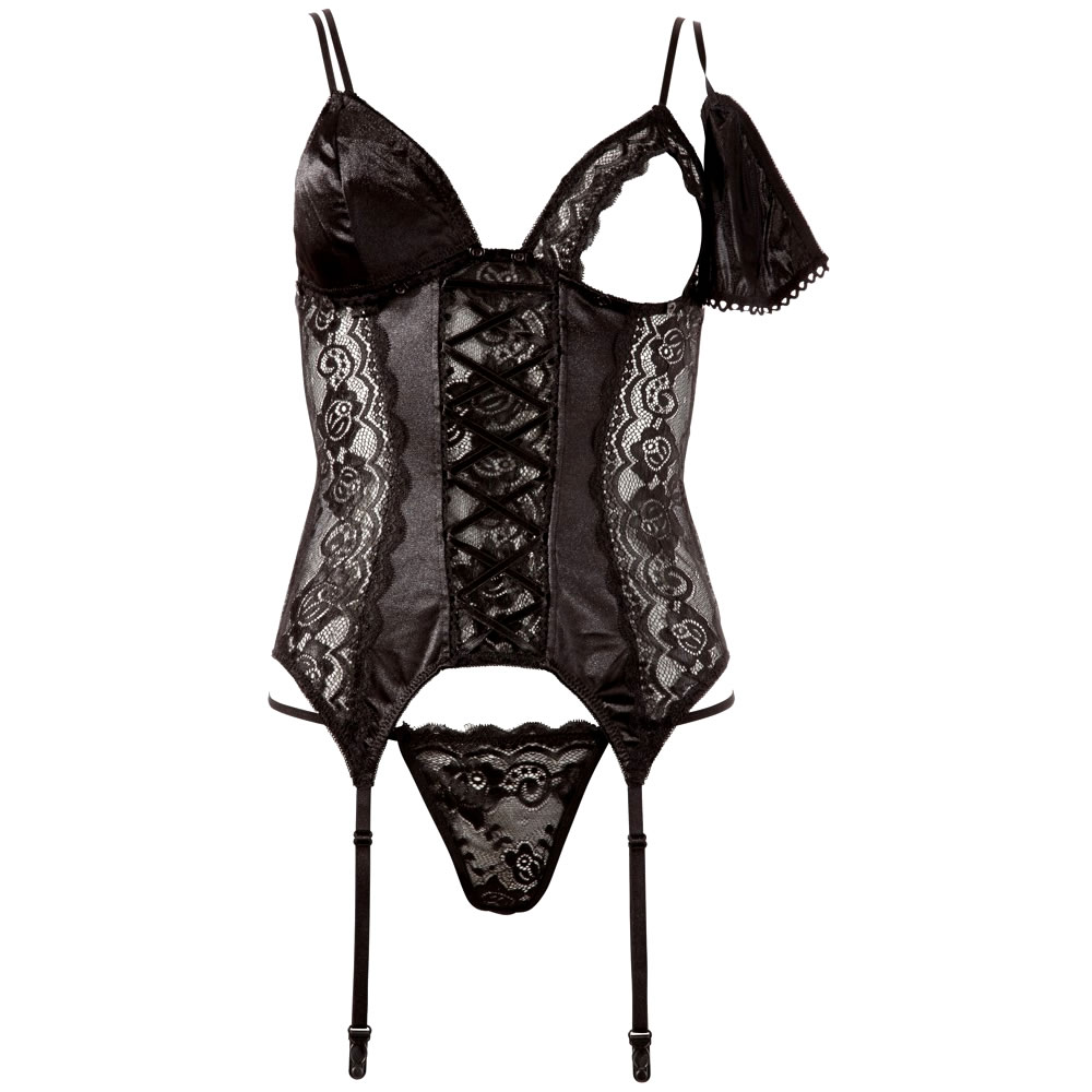 Hofteholder Bustier i Sort Satin med Trusser - Billede 7