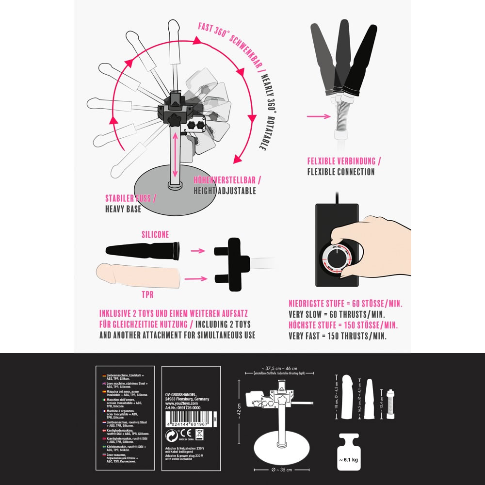 Sexmaskine - Big Bang Penetrator Hud / Sort / Sølv - Billede 8