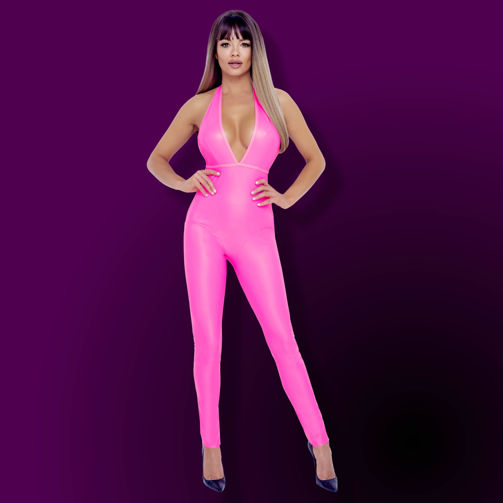 Wetlook Jumpsuit i Pink - Billede 19