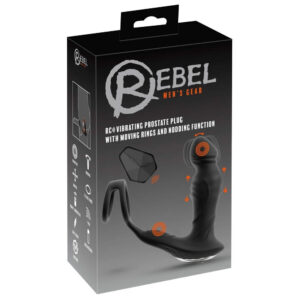 Rebel Mens Gear Fjernbetjent Prostata Vibrator Plug med Nikke-Funktion Sort