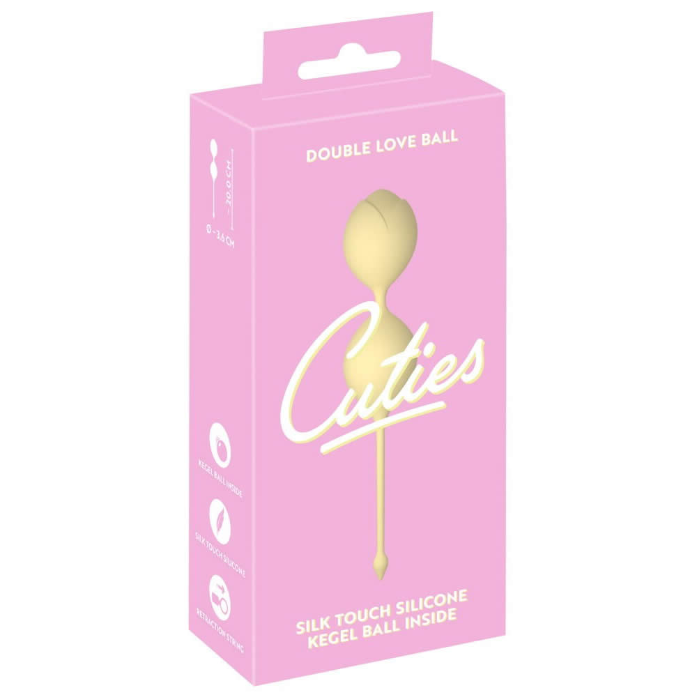 Cuties Sunshine Silikone Duo Bækkenbundskugler med Vibro Kugle Gul