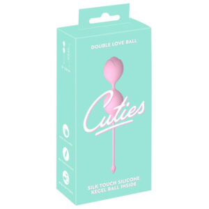 Cuties Rose Silikone Duo Bækkenbundskugler med Vibro Kugle Rosa