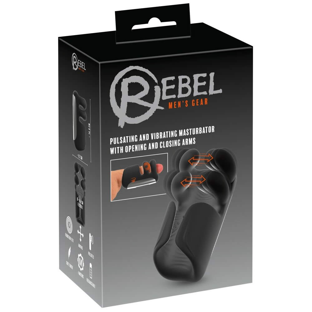 Rebel Masturbator med Pulsator, Vibrator og Åbne / Lukke Arme Sort