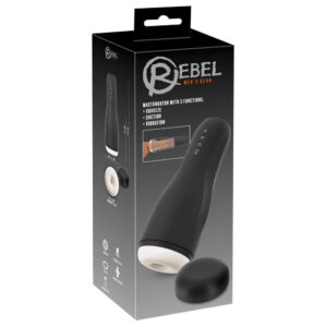 Rebel Mens Gear Masturbator med 3 Funktioner Sort / Hvid